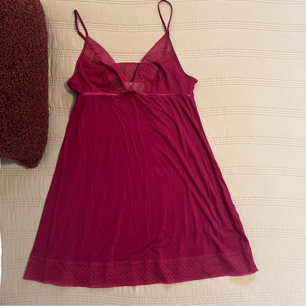 Victoria's Secret Deep Maroon Lace Chemise Nightie Feminine Babydoll